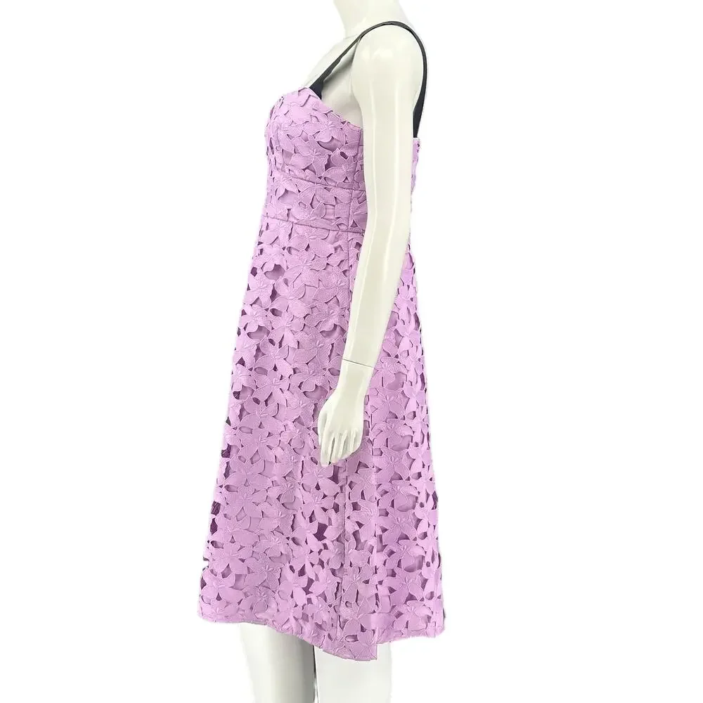 J Crew Dress Women 6 Violet Lilac Sleeveless Sweetheart Midi Lace Romantic Fairy